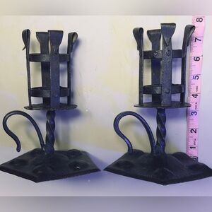 Pair of Antique French Gothic candle holder/ chamber stick